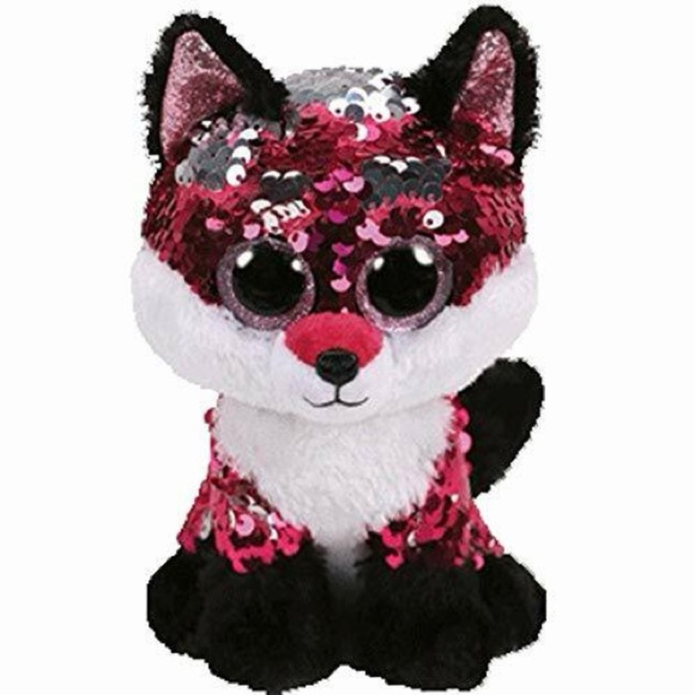 Ty Beanie Boos Flippables "Jewel" fox plush toy with multi sequins